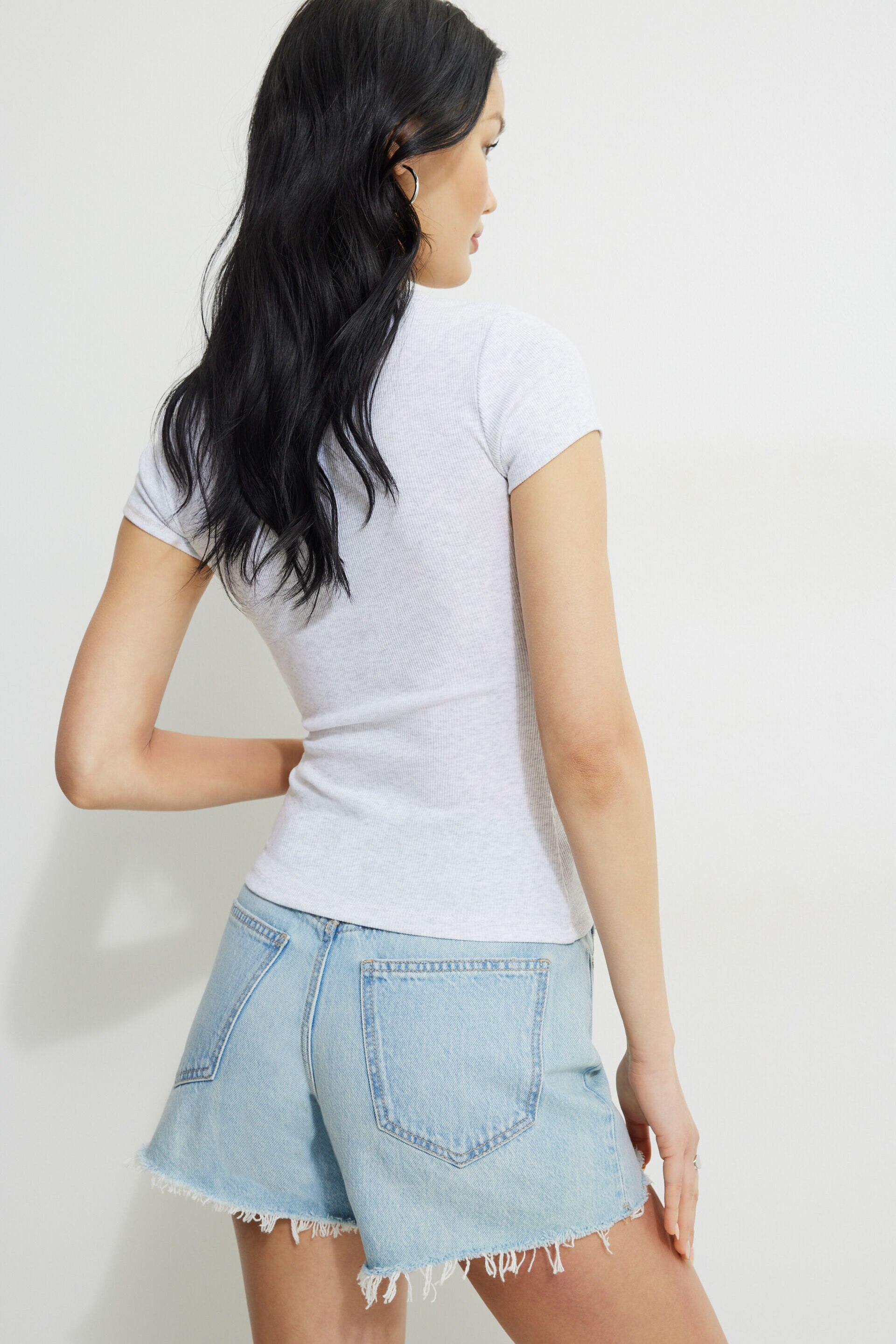 Olive Ribbed Crewneck T Shirt