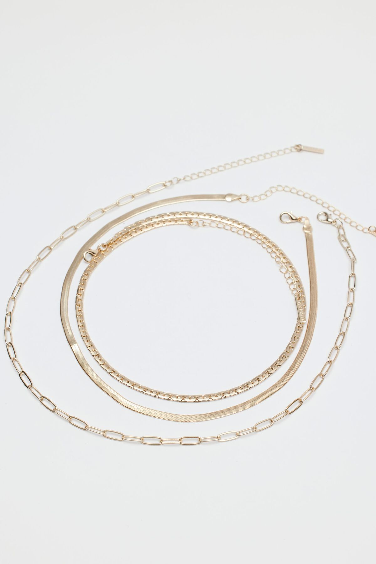 Dynamite Layered Paperclip, Snake & Flat Chain Necklace. 3