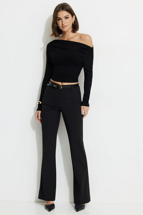 Pantalon évasé à taille haute Noir Dynamite
