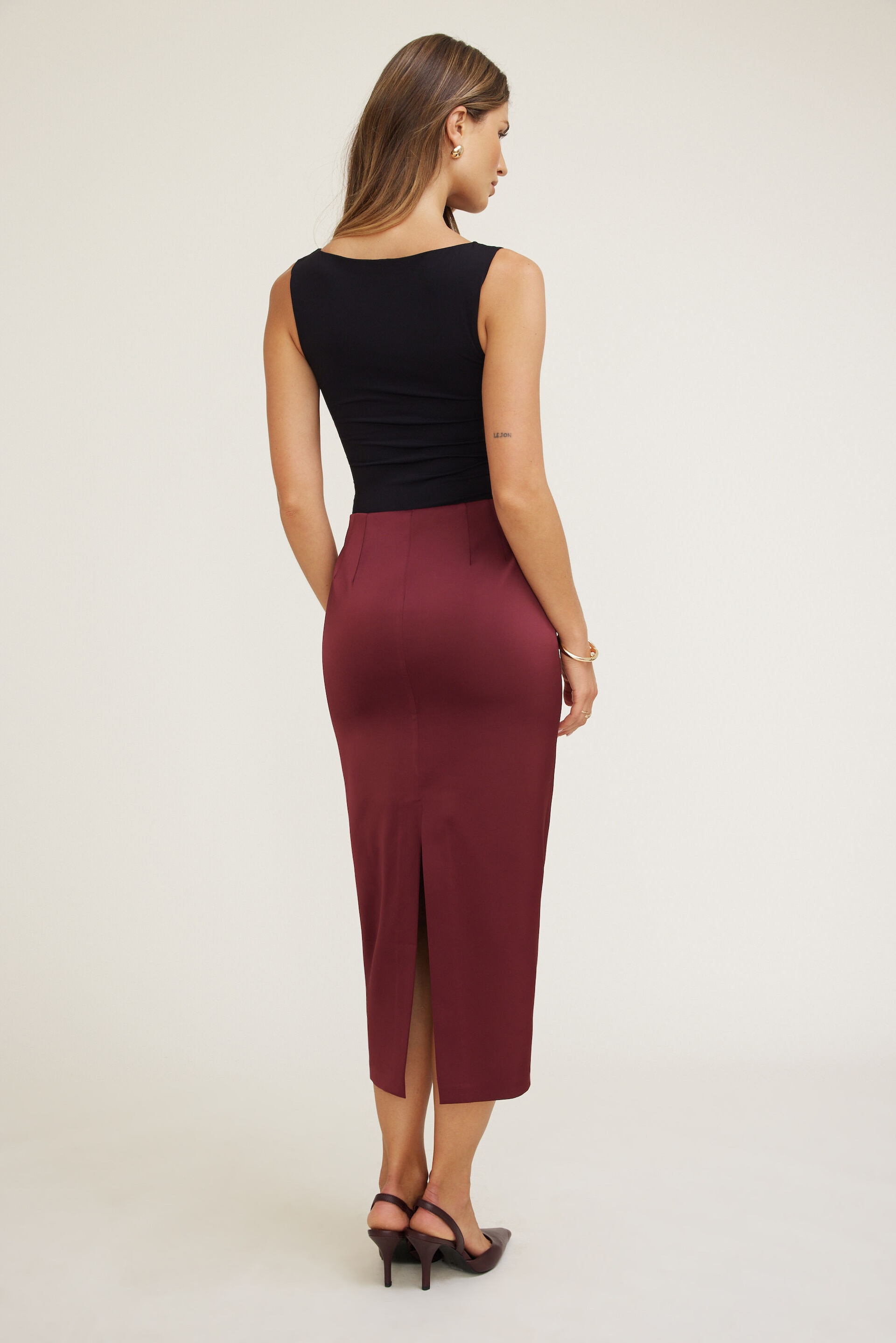 Jupe midi en satin