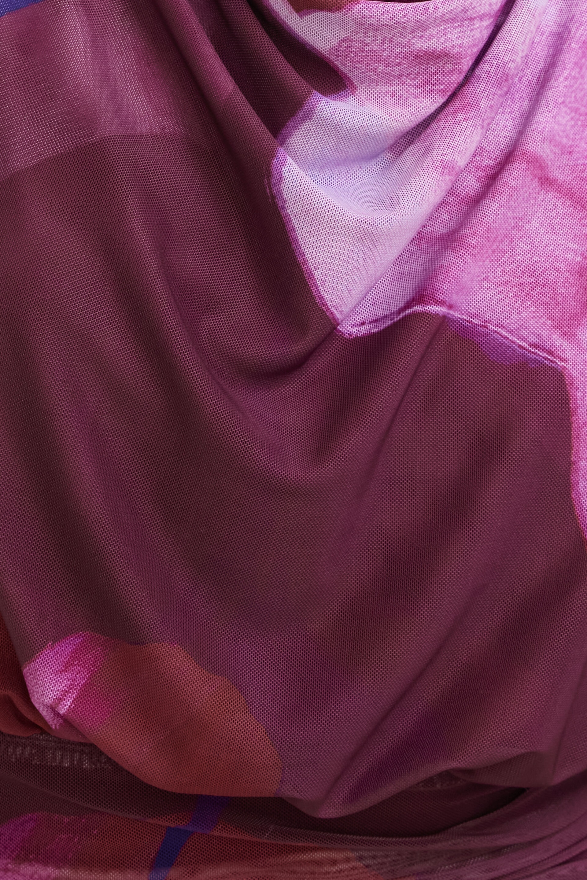 Halter Cowl Neck Mesh Maxi Dress