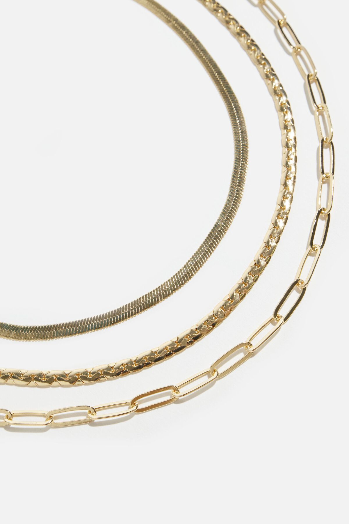 Dynamite Layered Paperclip, Snake & Flat Chain Necklace. 2