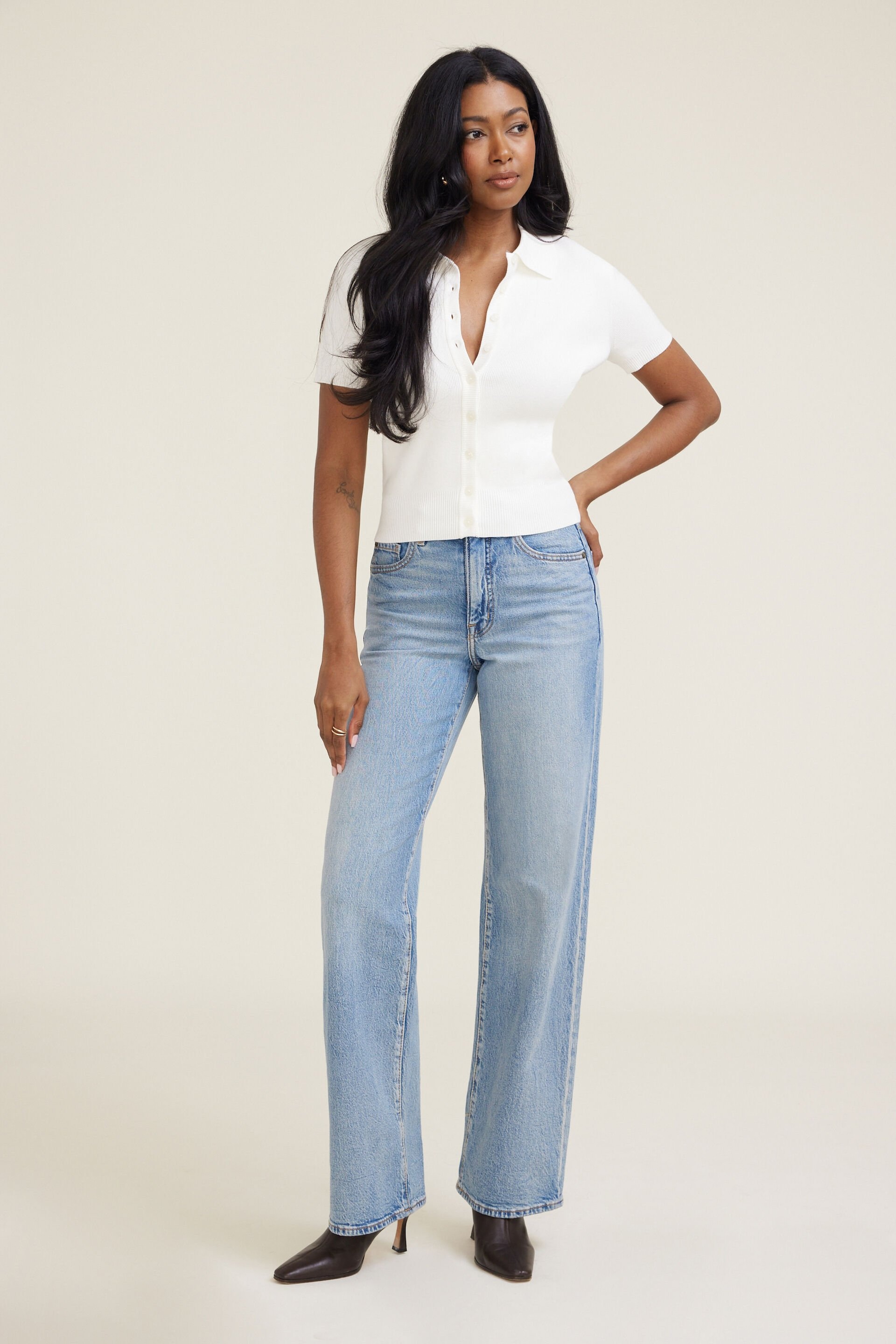 Cardigan polo à col rond