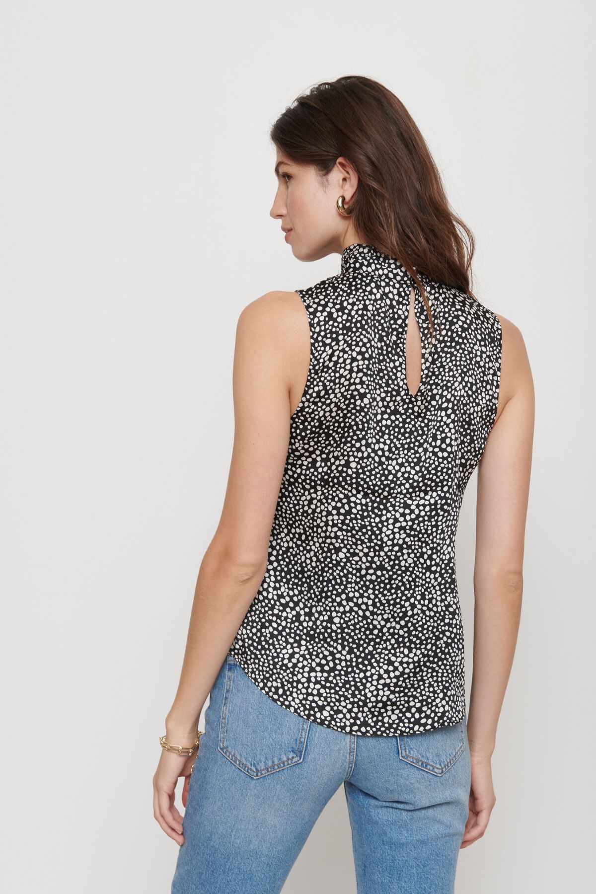 Download Sloane Sleeveless Satin Mock Neck Top | Dynamite