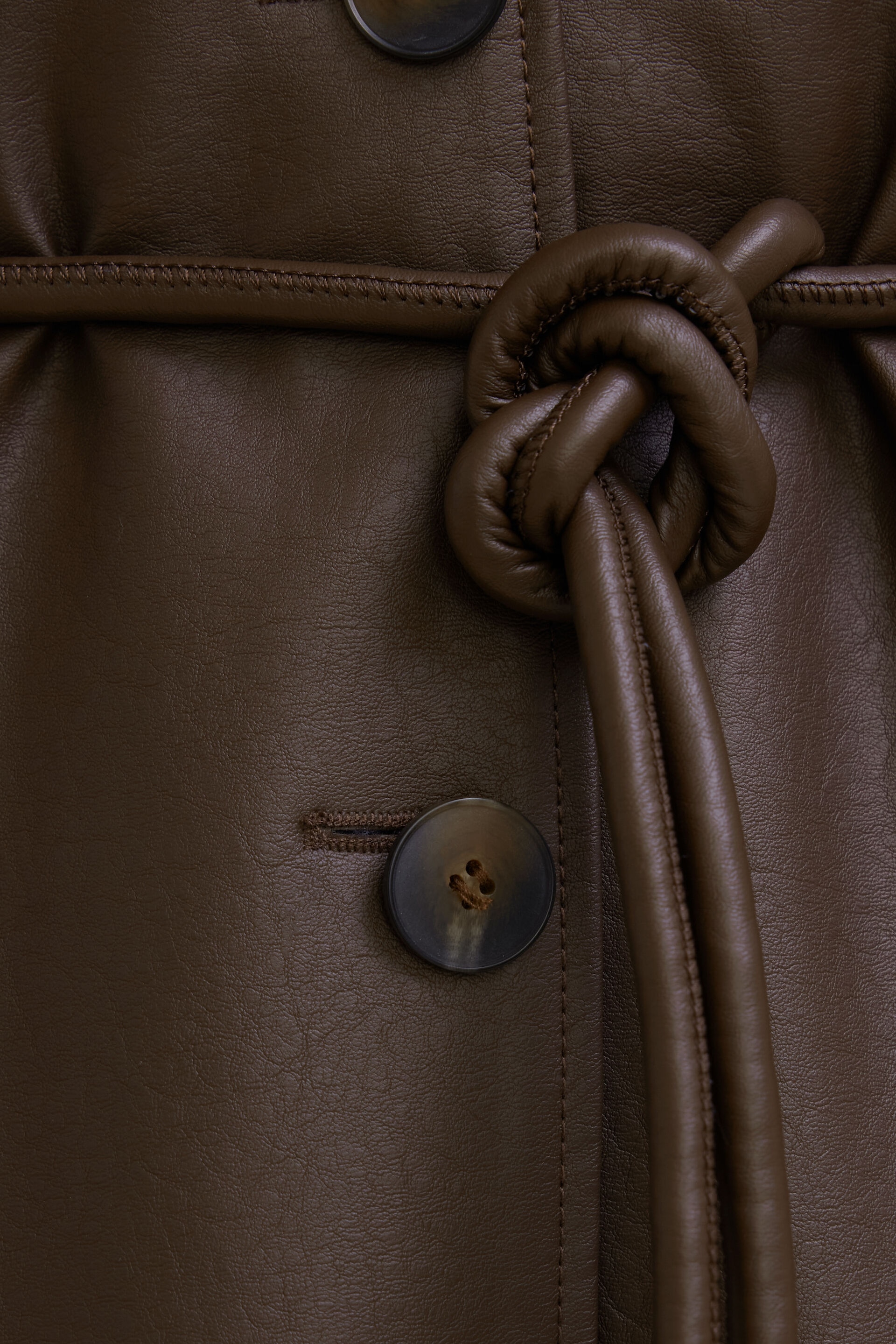 Faux Leather Mac Coat