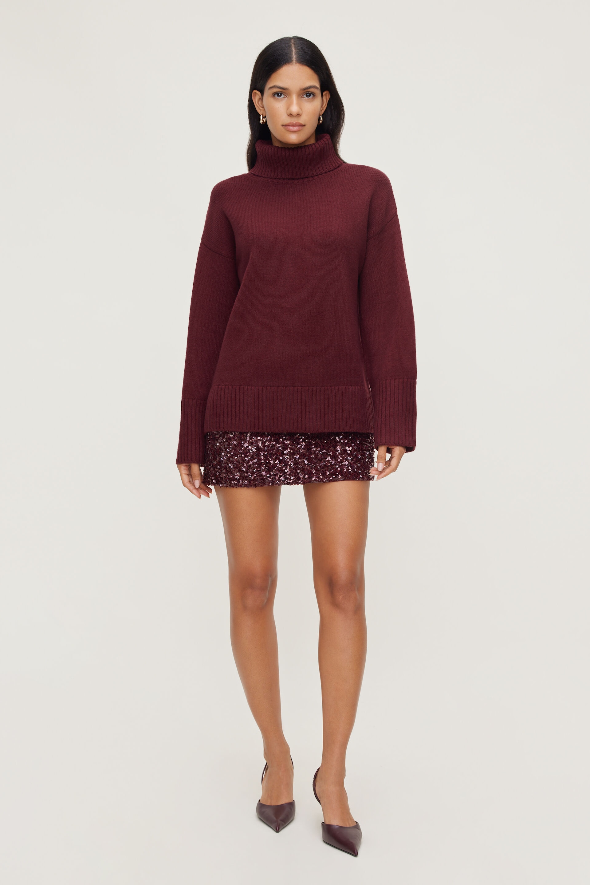 Mock Neck Zip Sweater Blue | Dynamite