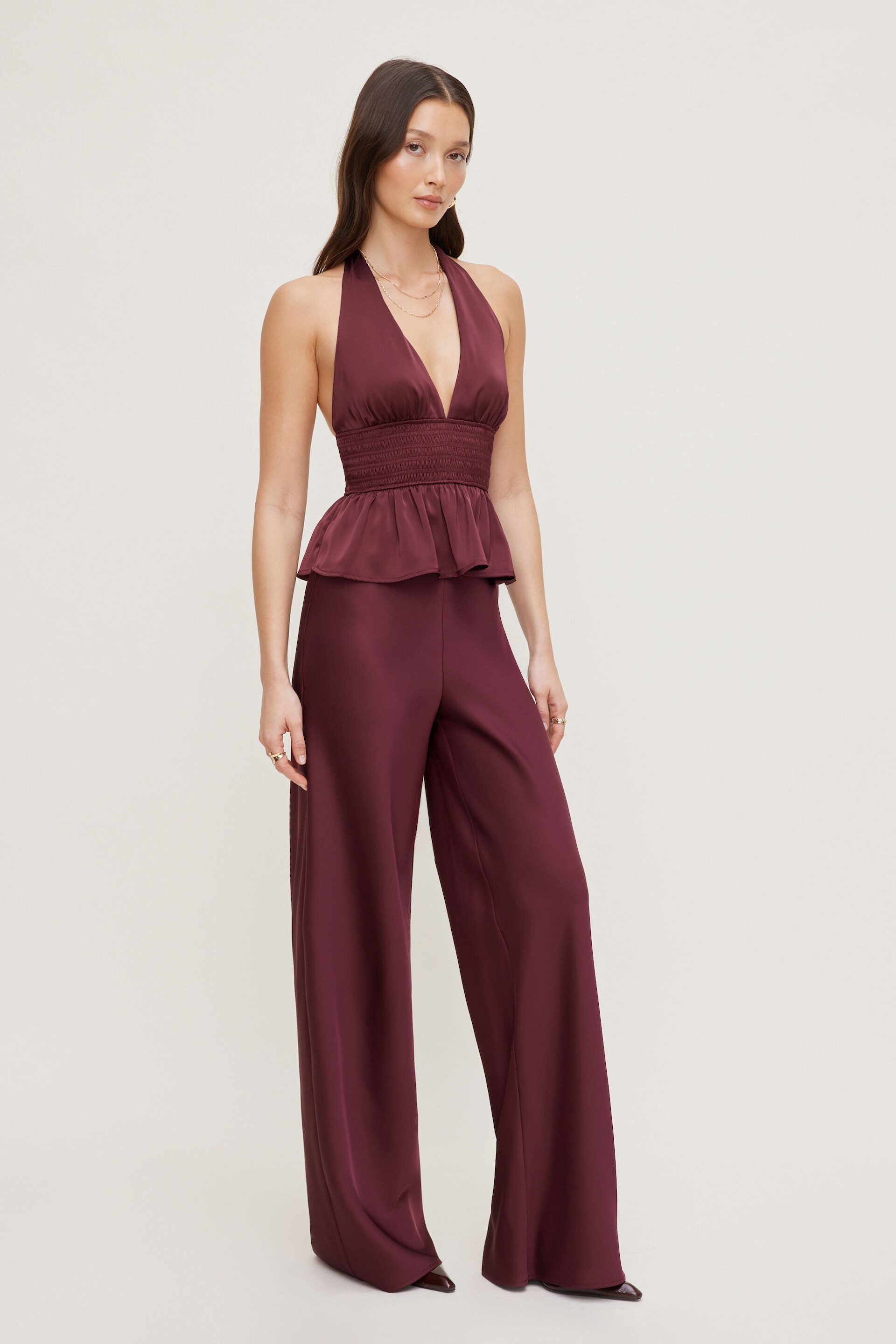 Plunge Satin Halter Top