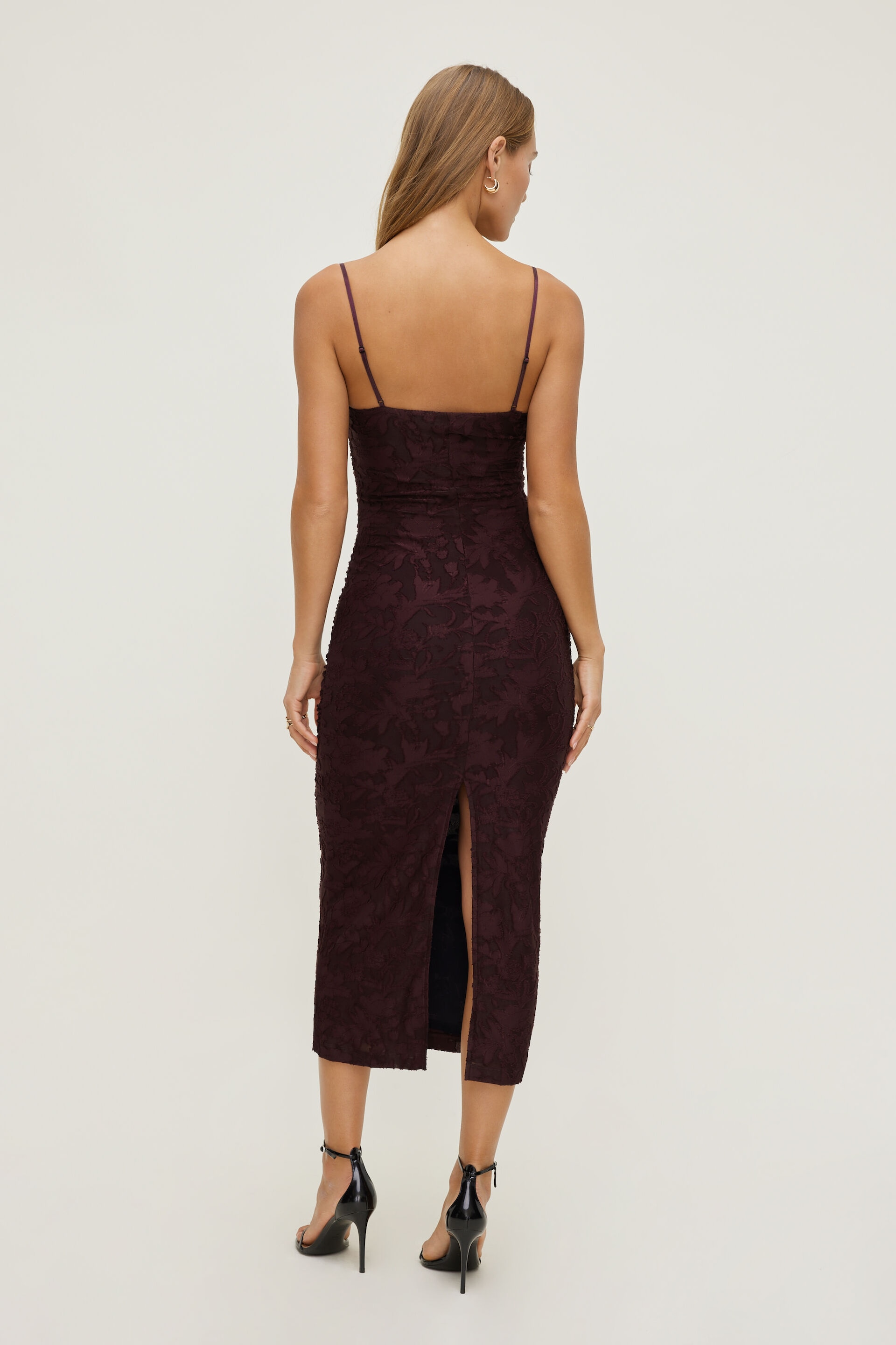 Jacquard Ruched Maxi Dress