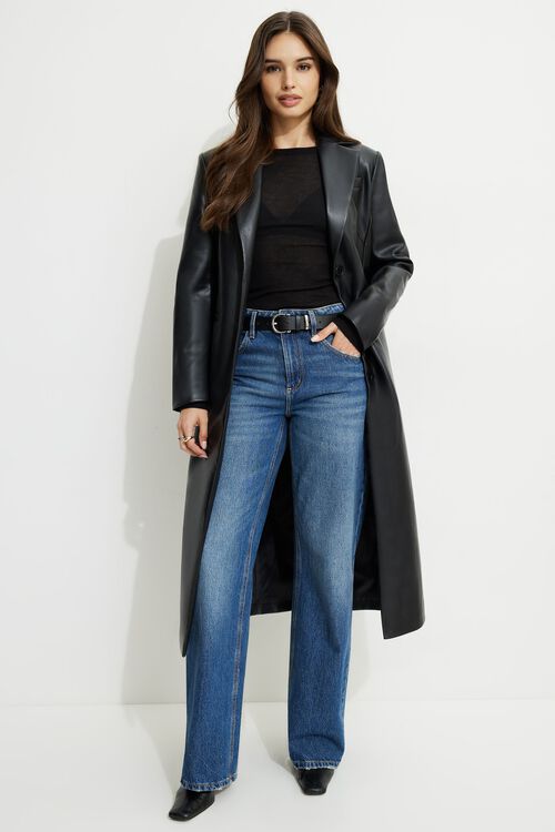 Faux Leather Blazer Coat