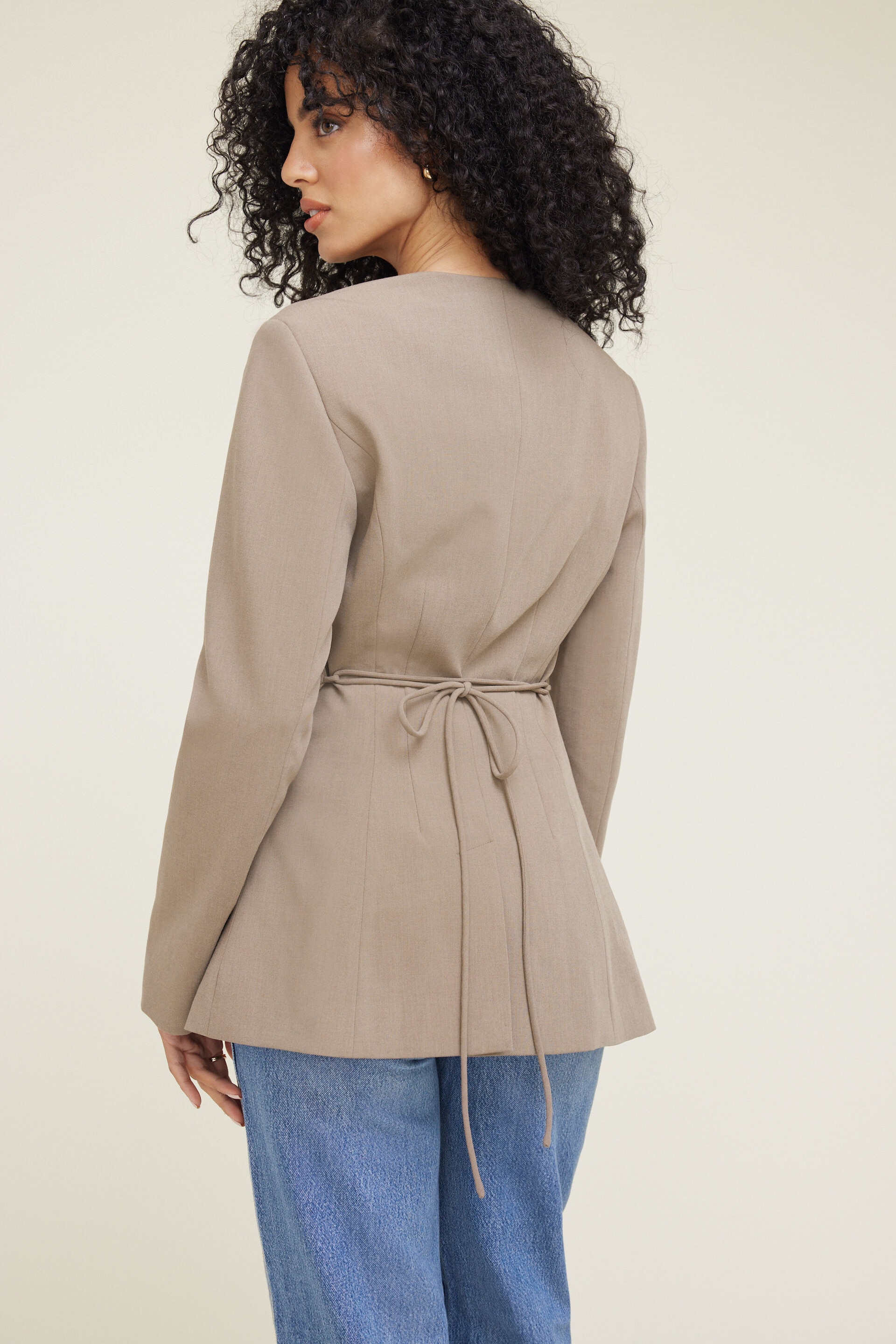 Cinched Collarless Blazer