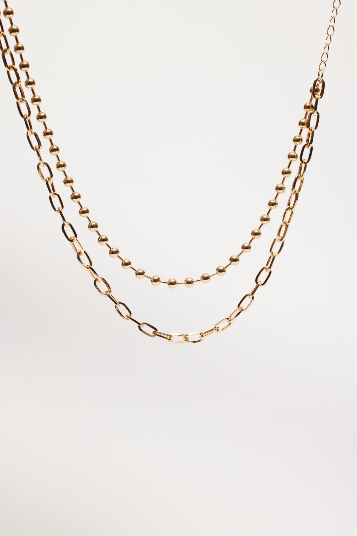 Dynamite Layered Ball Chain & Paperclip necklace. 2