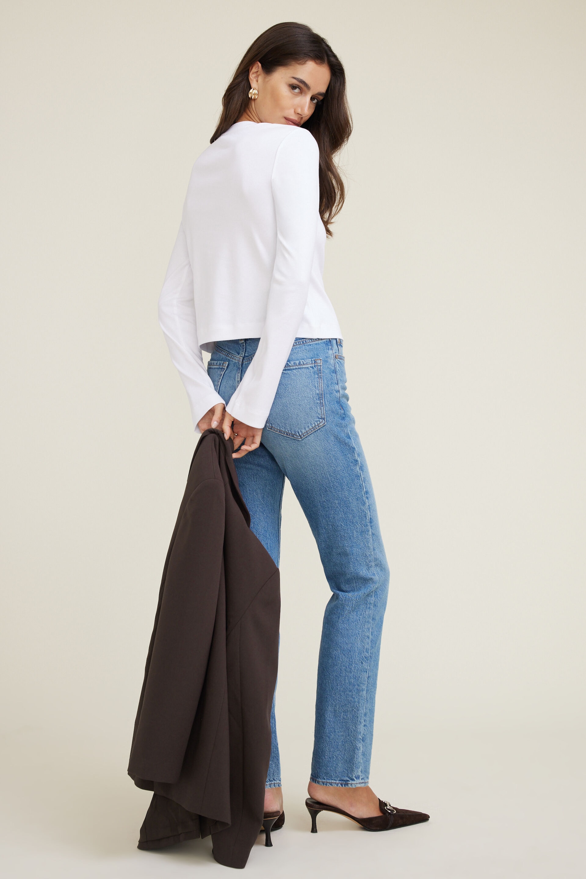 T-shirt carré en coton à manches longues