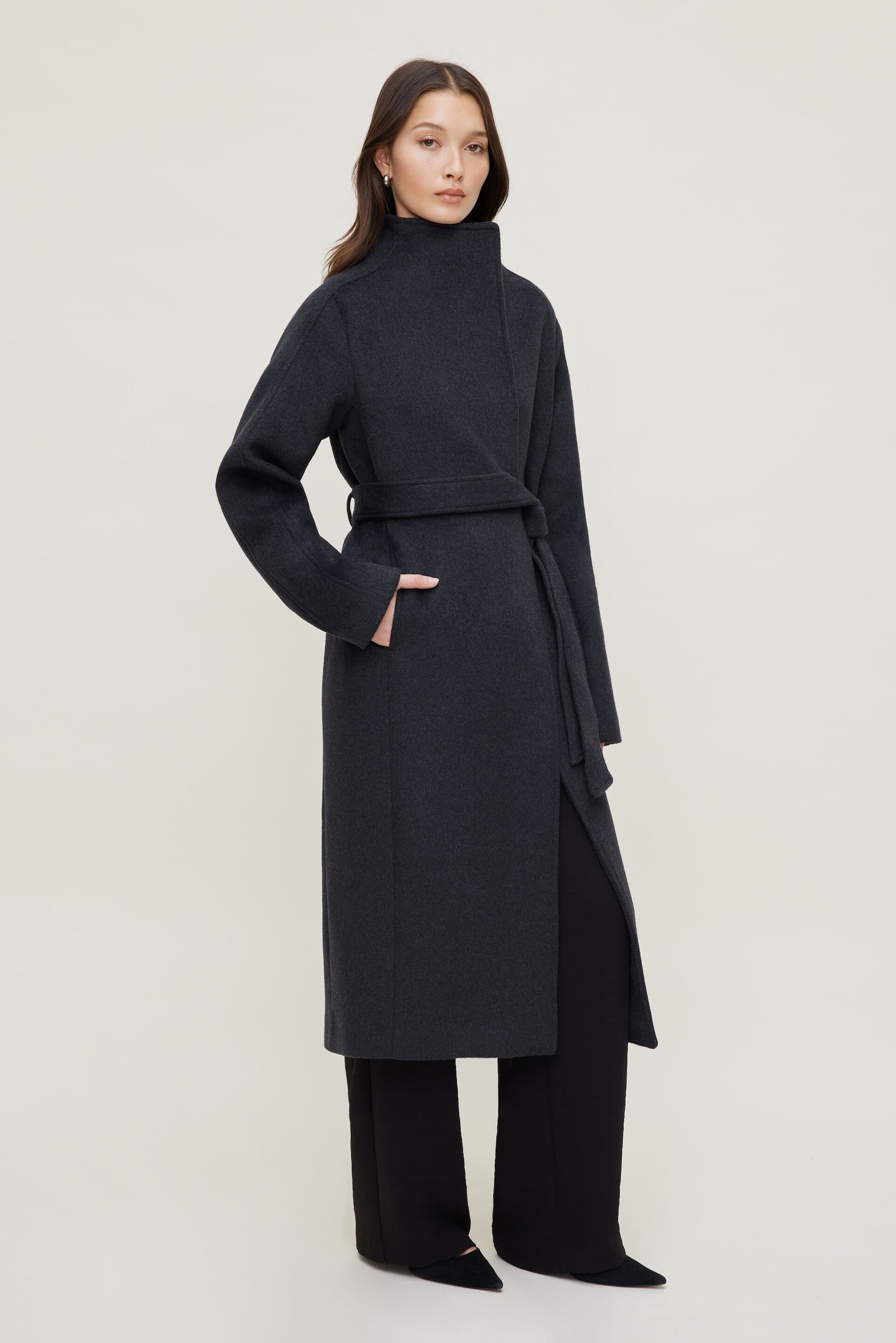 Belted Wool Wrap Coat