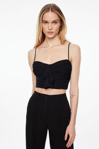 Corset Top With Frill Black