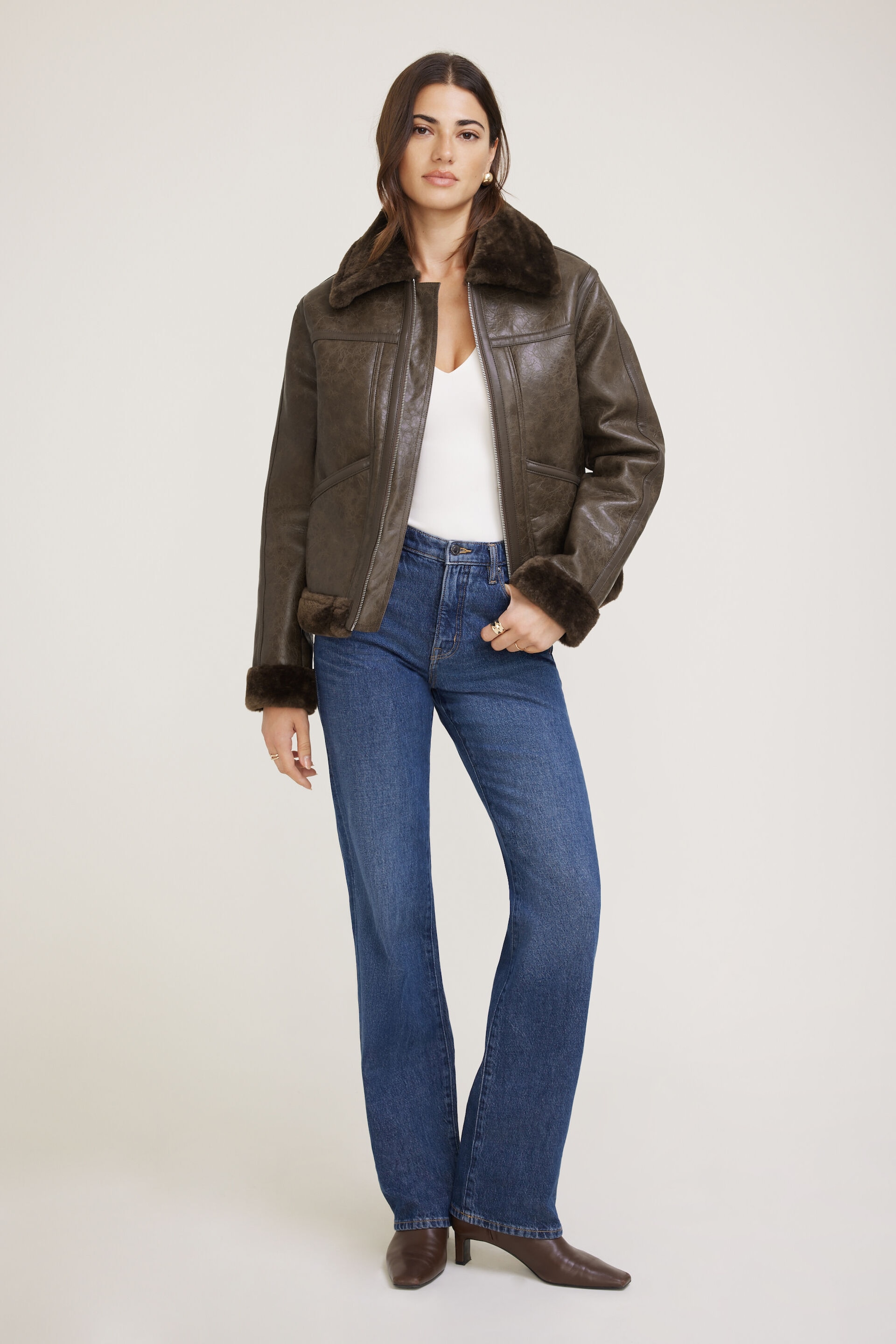 Faux Shearling Aviator Jacket