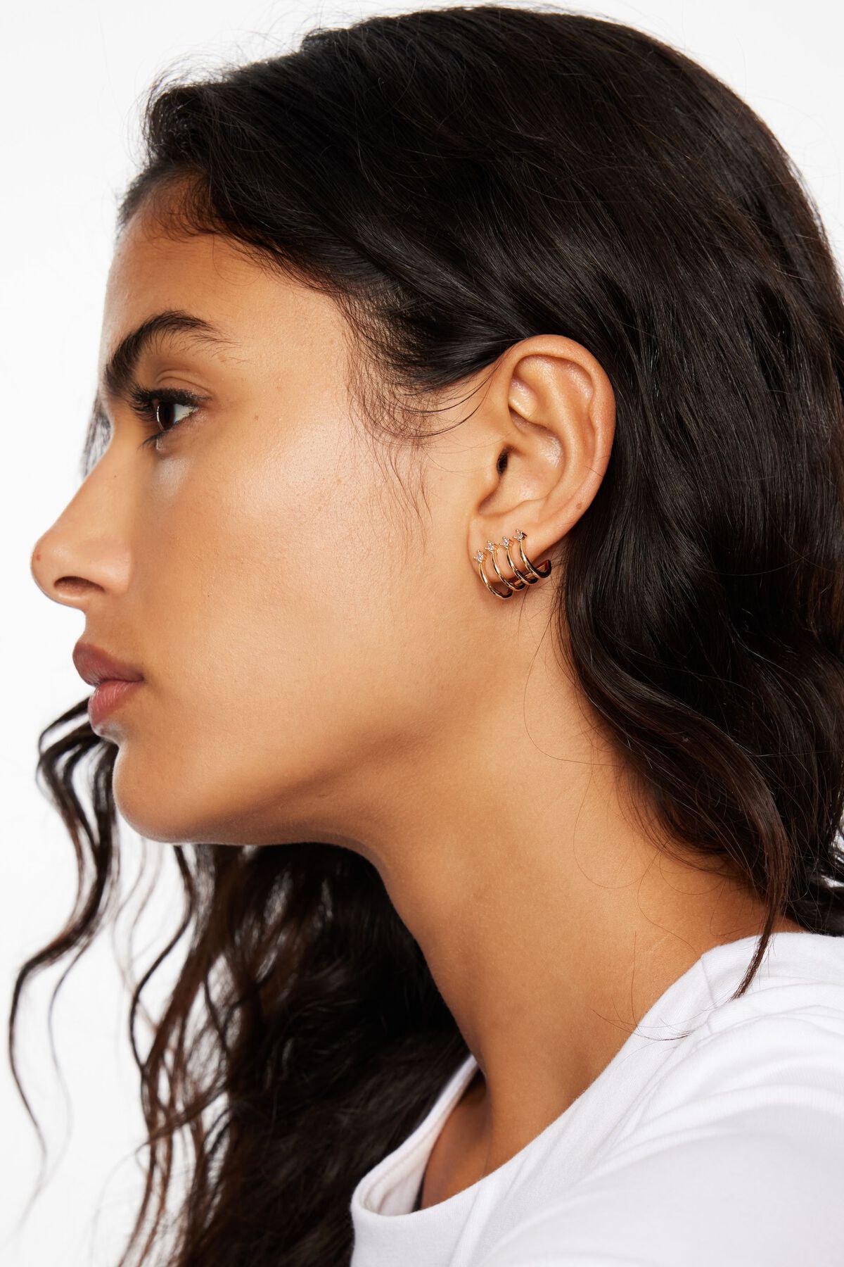 Gem Loop Ear Cuff Earrings White Dynamite