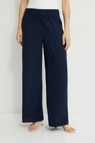 Pantalon Avec Poches Femme WUWUSKY - Pantalon D'été Femme Léger - Style Palazzo Taille Haute - 2 Poches - Tissu Fluide Et Drapé - Coupe Baggy Pantalon Jambes Larges