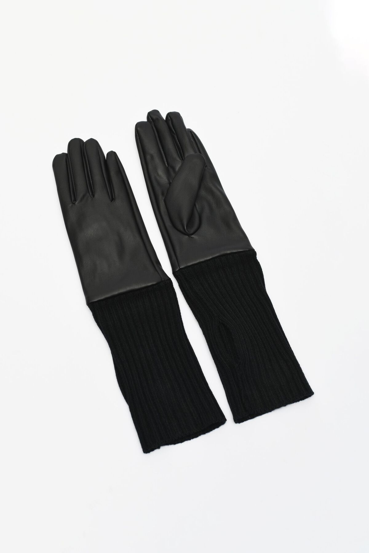 Dynamite Faux Leather & Knit Gloves. 2