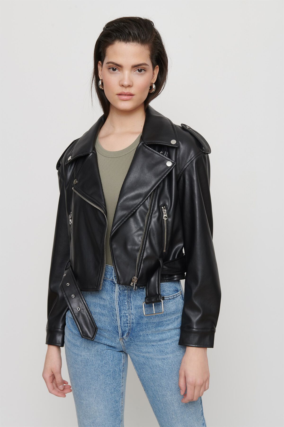 Oversized Faux Leather Jacket Dynamite