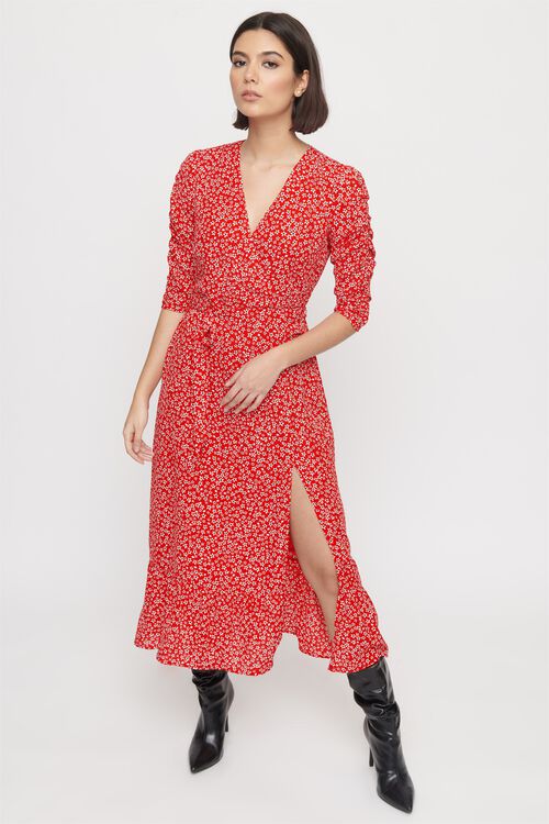 Maxi Wrap Dress Red Dynamite