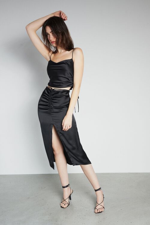 midi slip skirt satin skirt outfit zipper