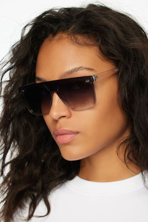 Dynamite Sunglasses Retro Aviator Sunglasses in Clear & Black 