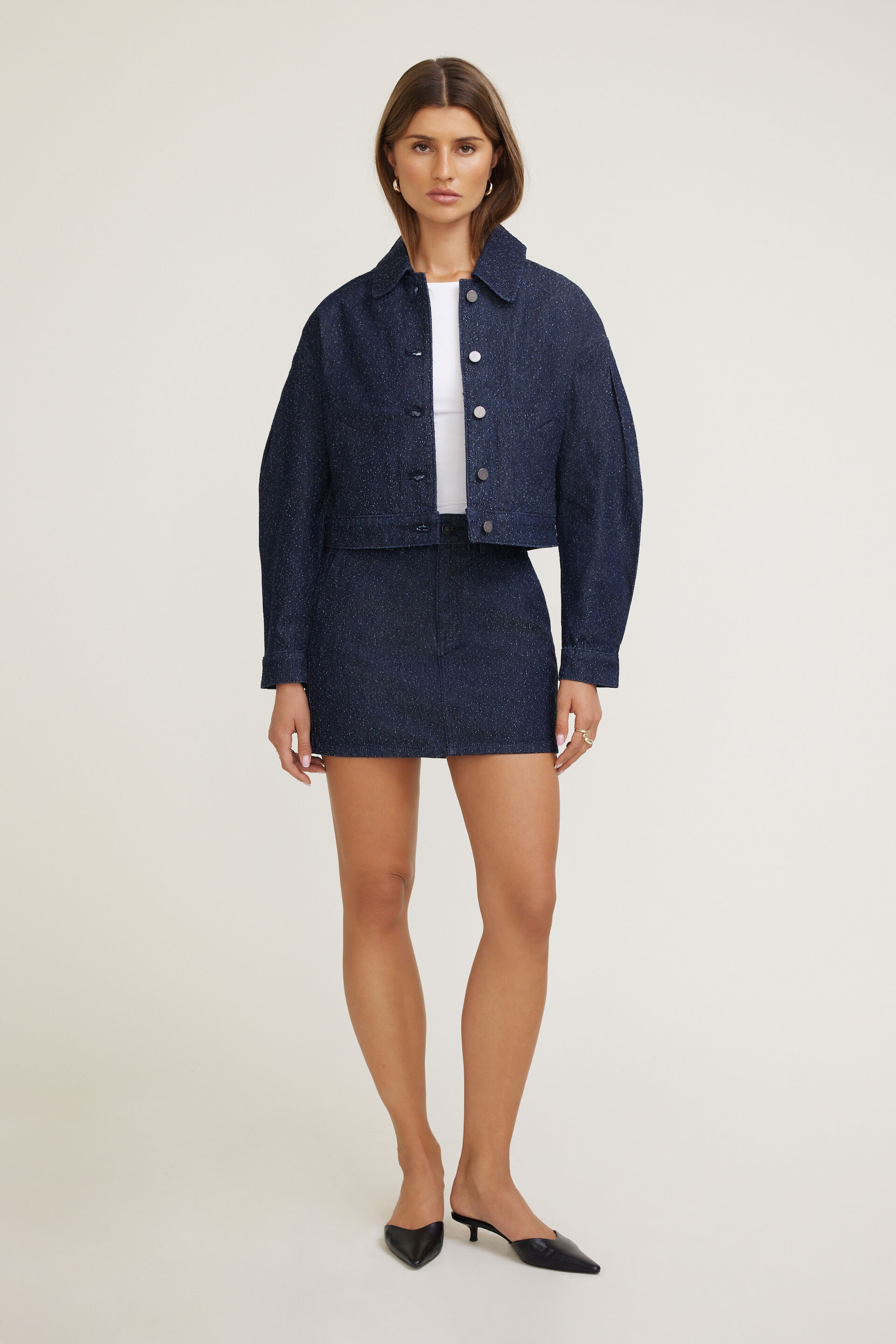 Blouson en denim bouclé