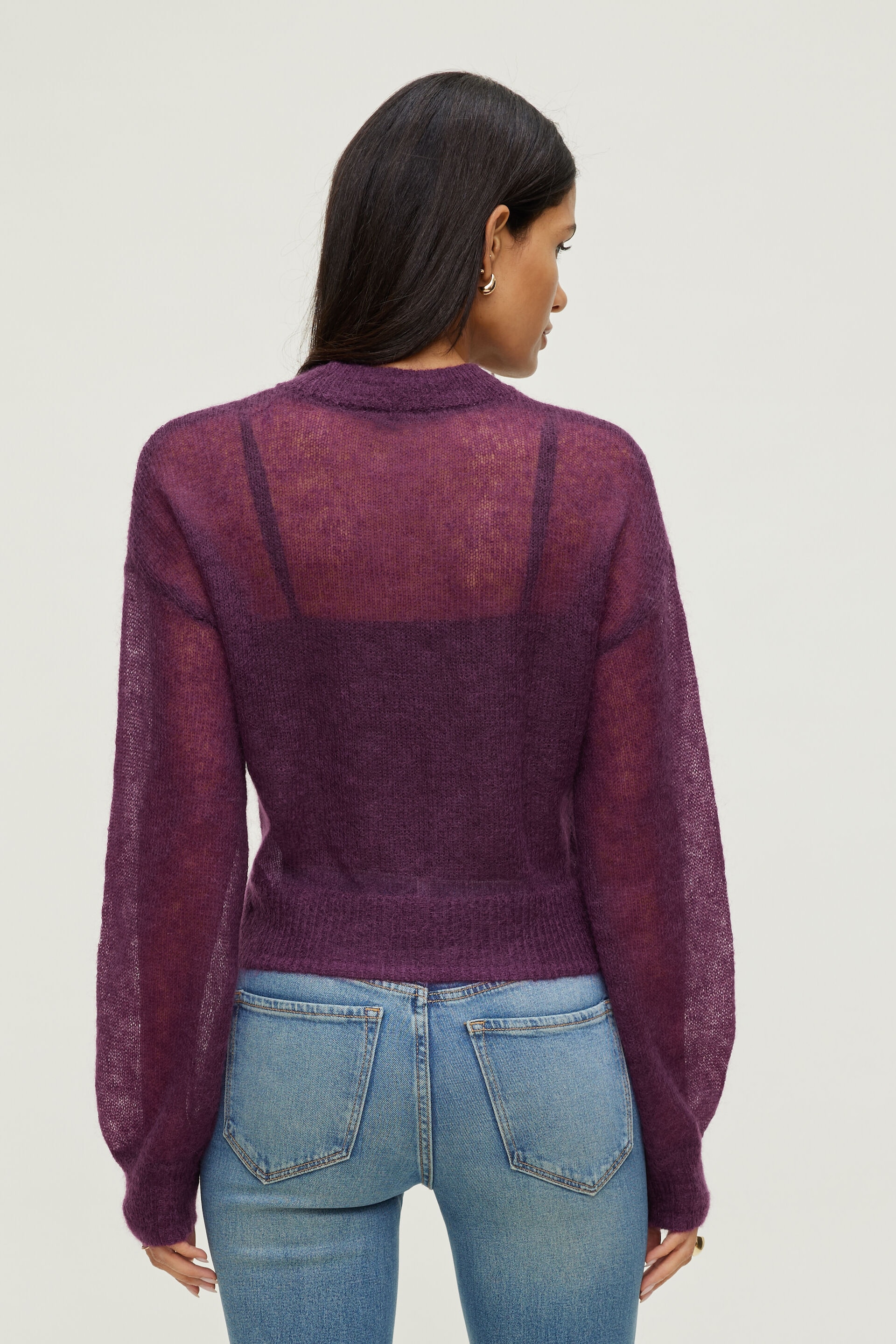 Chandail à manches bouffantes en mohair de première qualité