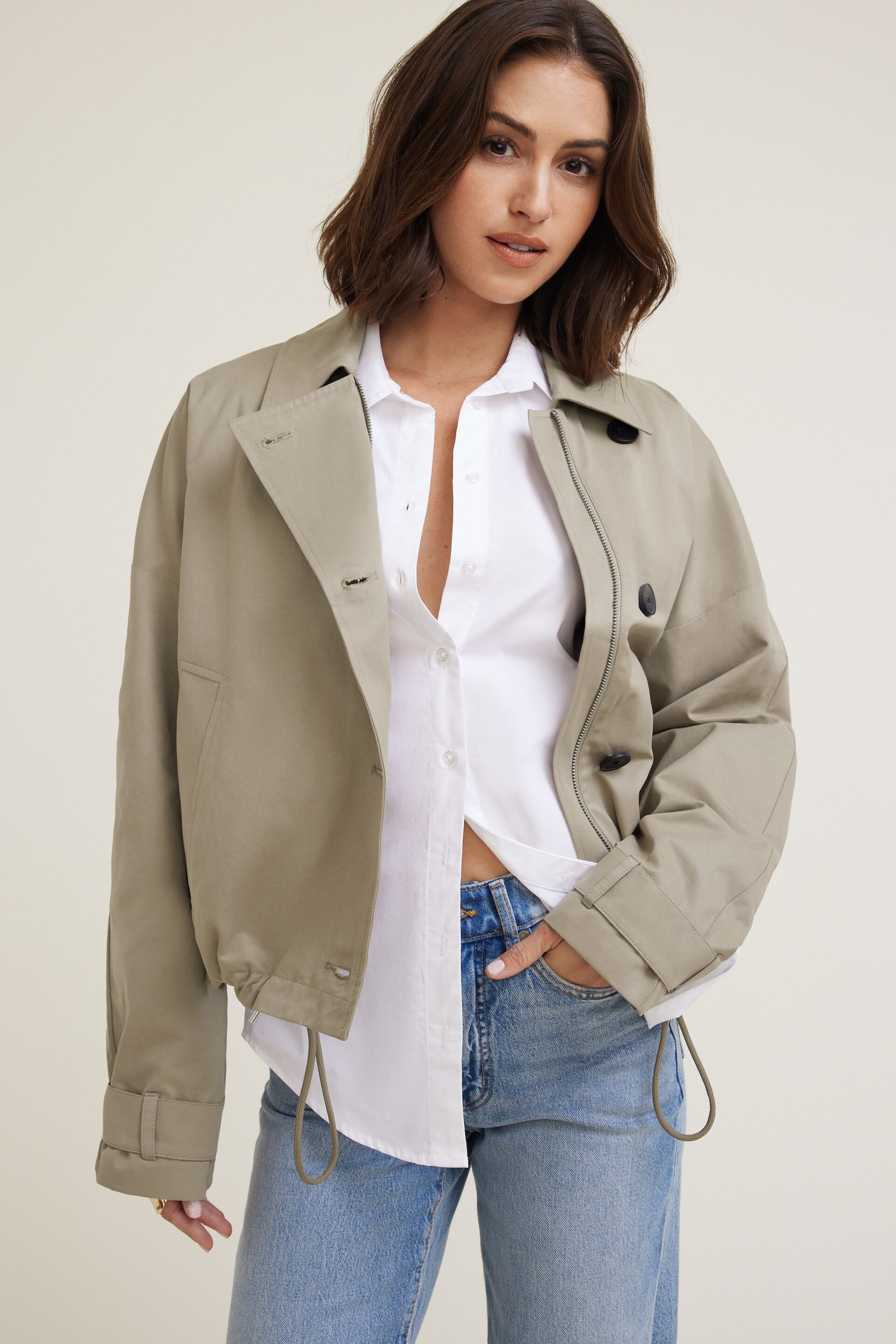 Asymmetric Short Trench Coat