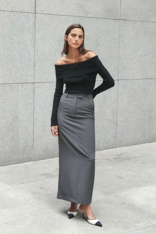 Maxi Skirt Pencil Skirt Under 300 Suiting Pencil Skirt Light Grey – Enza  Costa