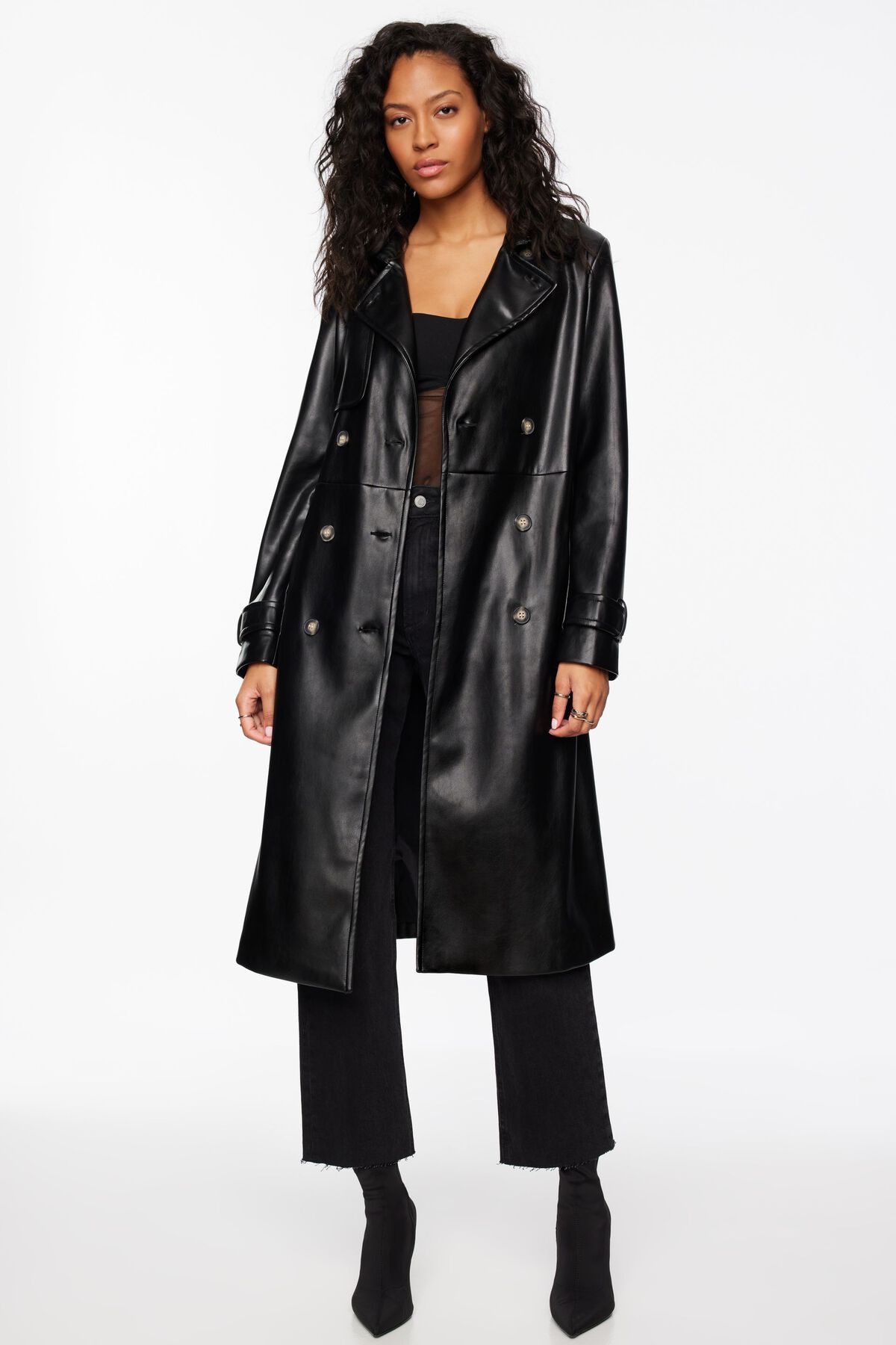 Dynamite Maxi Faux Leather Trench Coat - 10008220006V