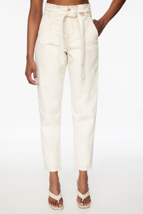 Claudia Paper Bag Mom Jeans Marshmallow White Alternative view # 1 of Dynamite Clearance Claudia Paper Bag Mom Jeans in Marshmallow White