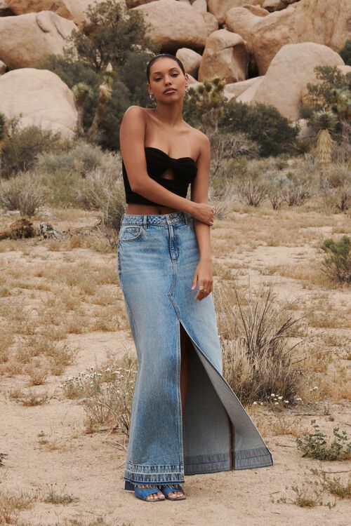 Jupe maxi en denim Bleu Dynamite