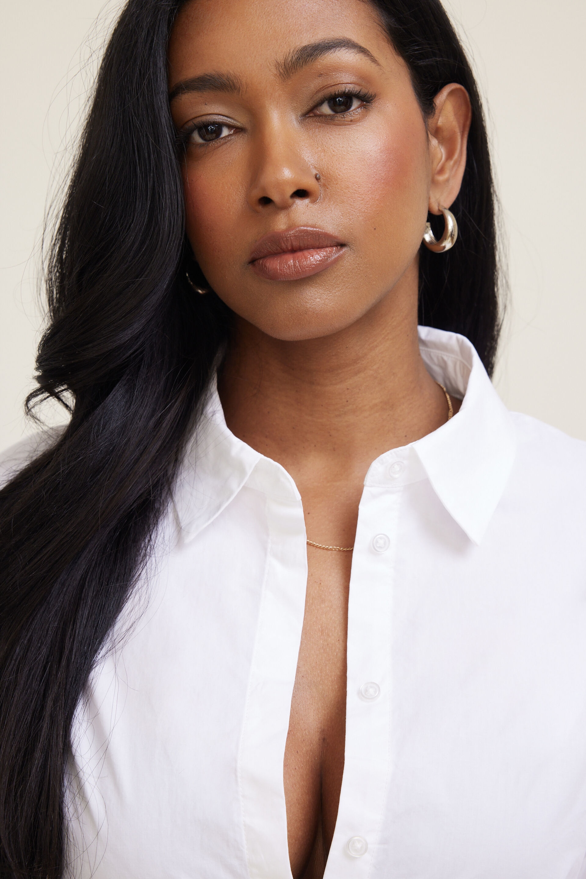 Blouse en popeline cintrée au dos