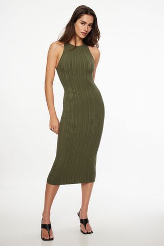  Women's Dress Surplice Neck Contrast Binding Button Front Cocktail  Dress Without Gloves (Color : Dark Green, Size : P) : Everything Else
