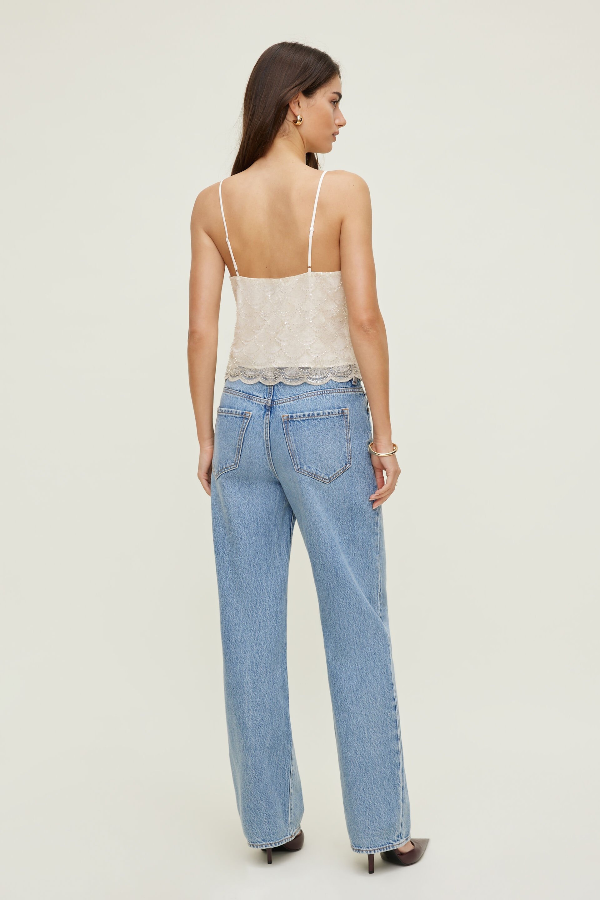 Scalloped Sequin Cami Top