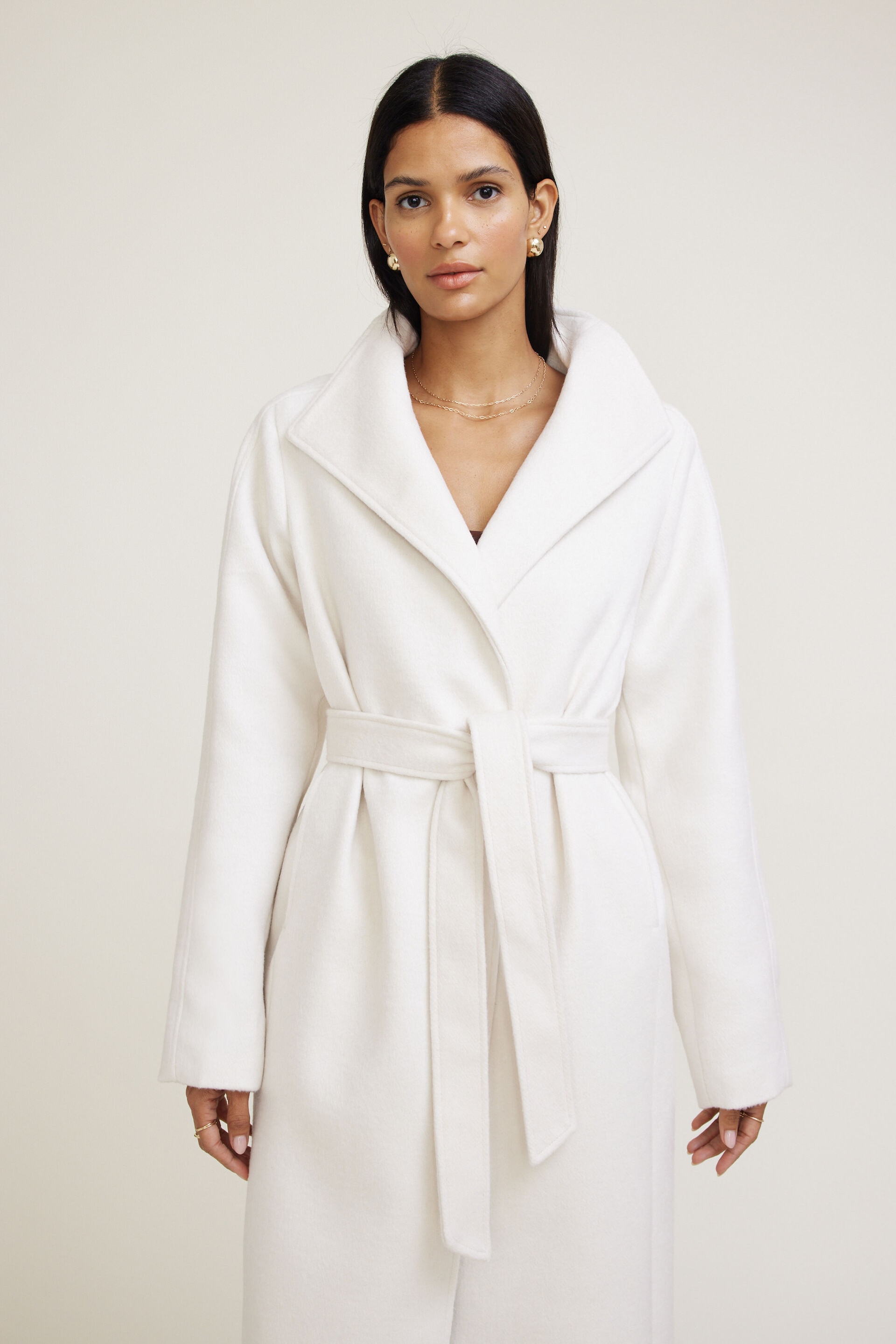 Belted Wool Wrap Coat