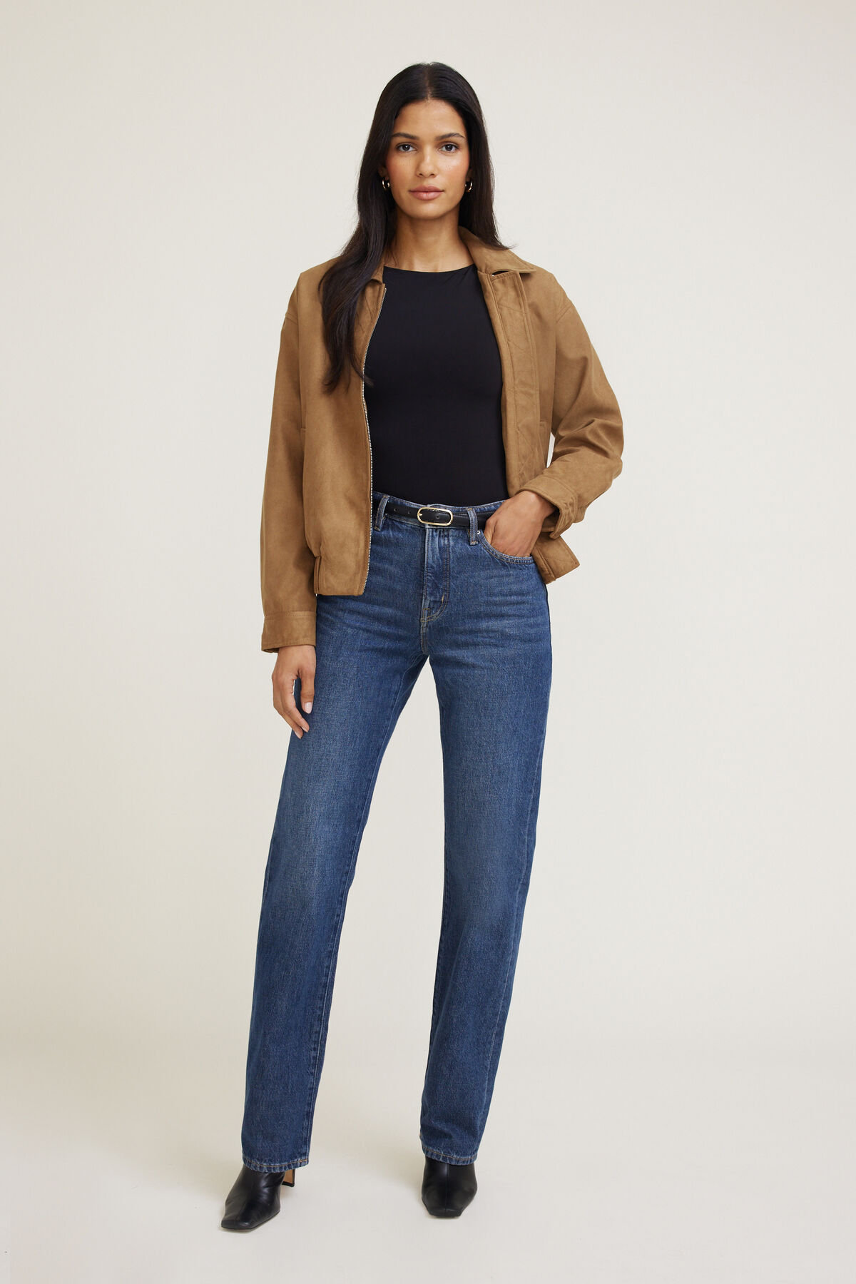 Cara High Rise Straight Leg Jeans