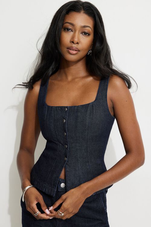 Denim Half Corset Belt Clash Sleeveless Denim Short One-piece With