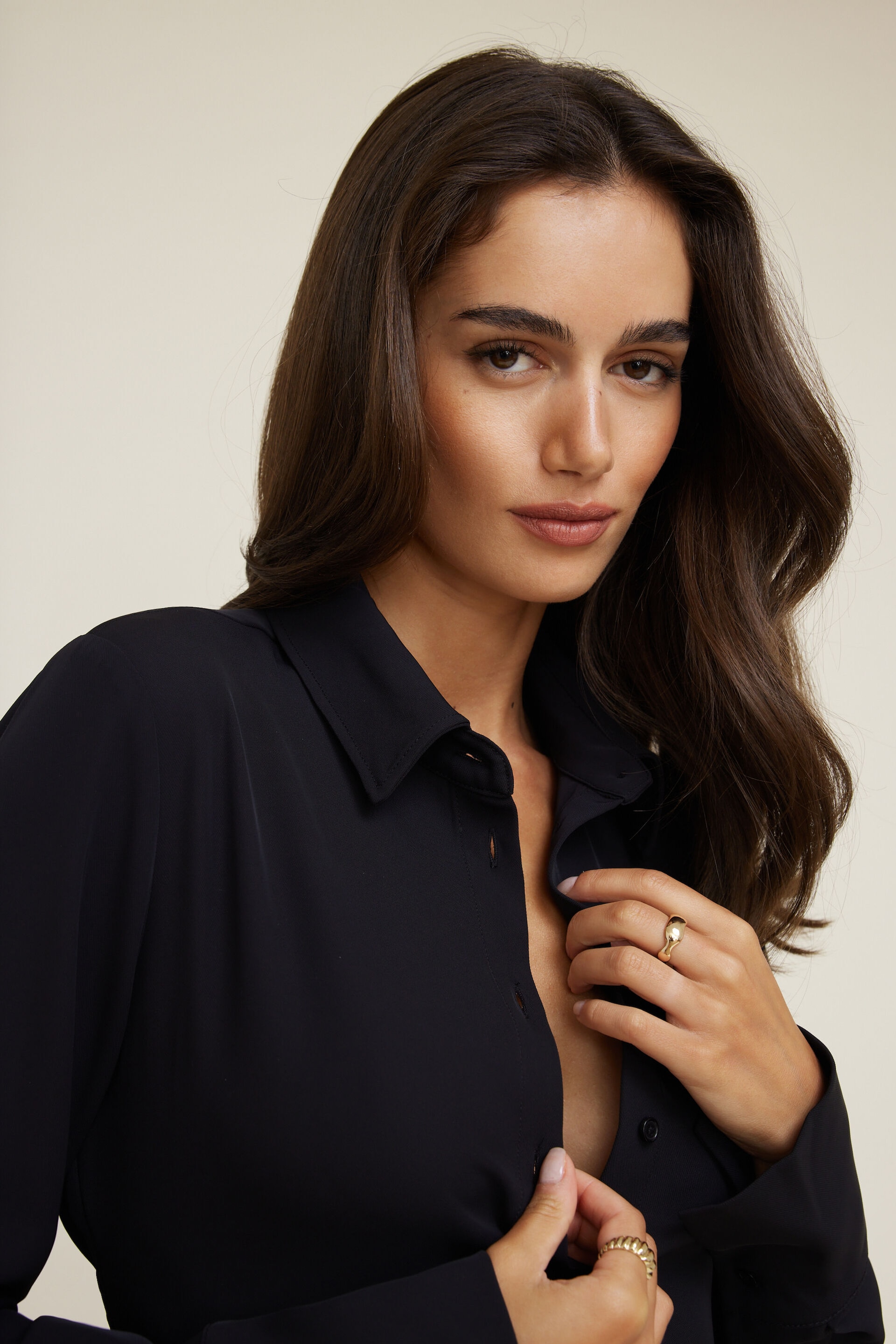 Cinched Waist Fluid Blouse