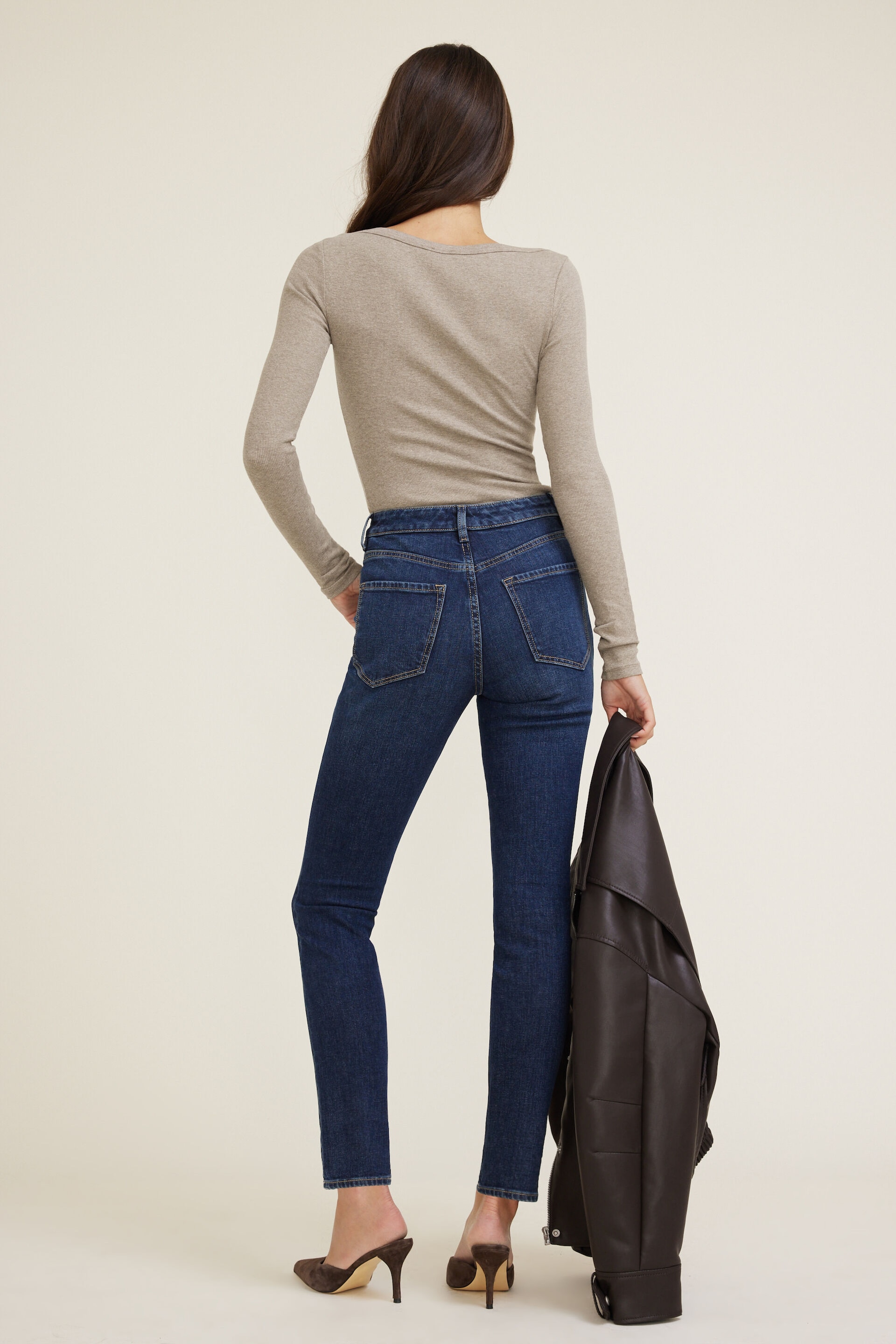 Jean skinny extensible à taille haute Goldie