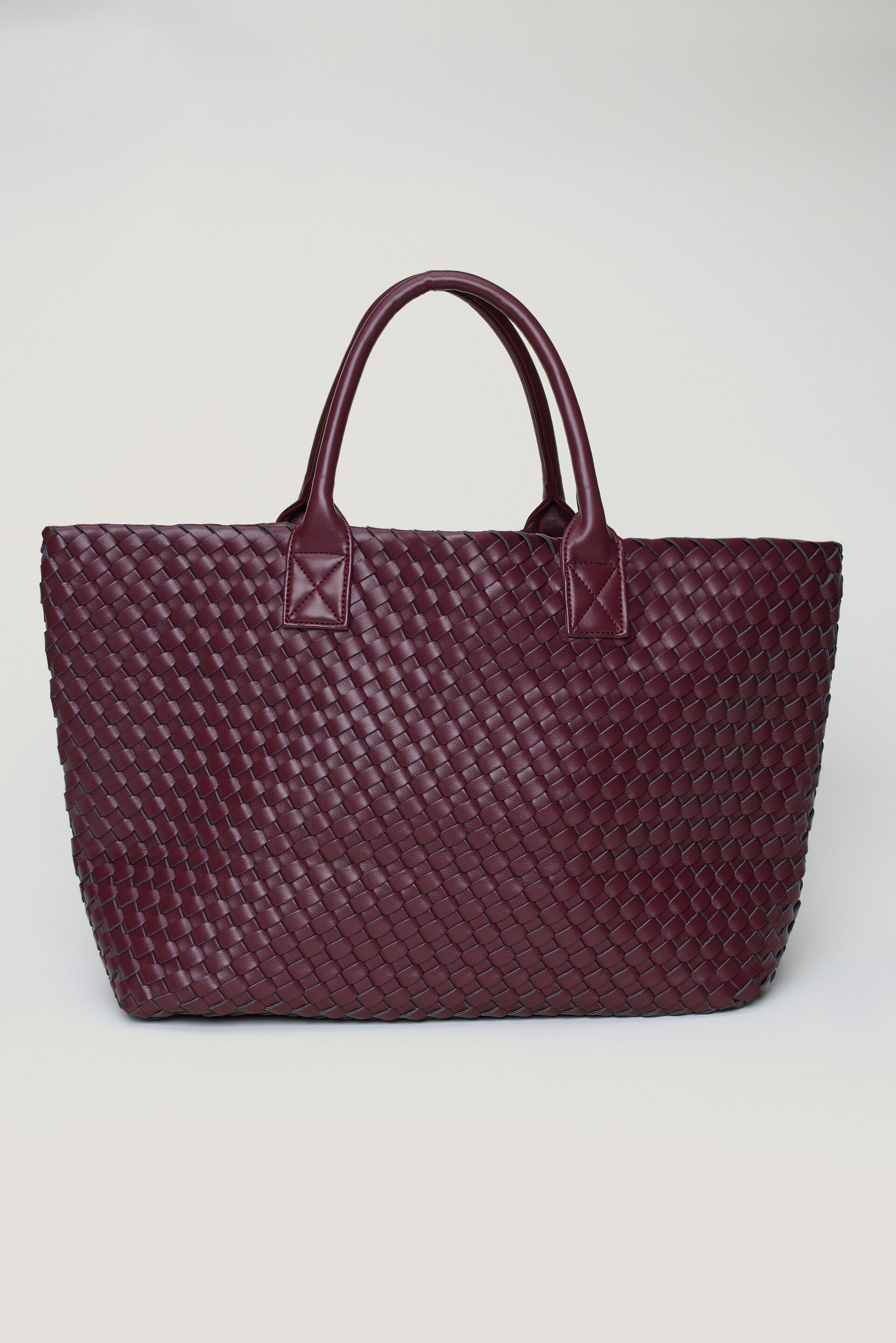 Oversized Woven Faux Leather Tote