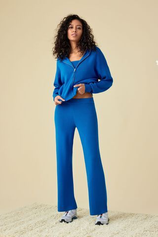 Knitted Flared Pants Blue