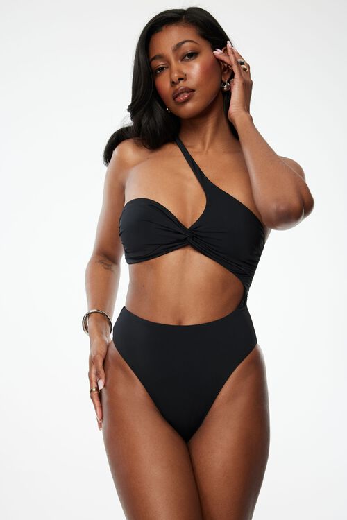 Asymmetrical One Piece Swimsuit Black Dynamite