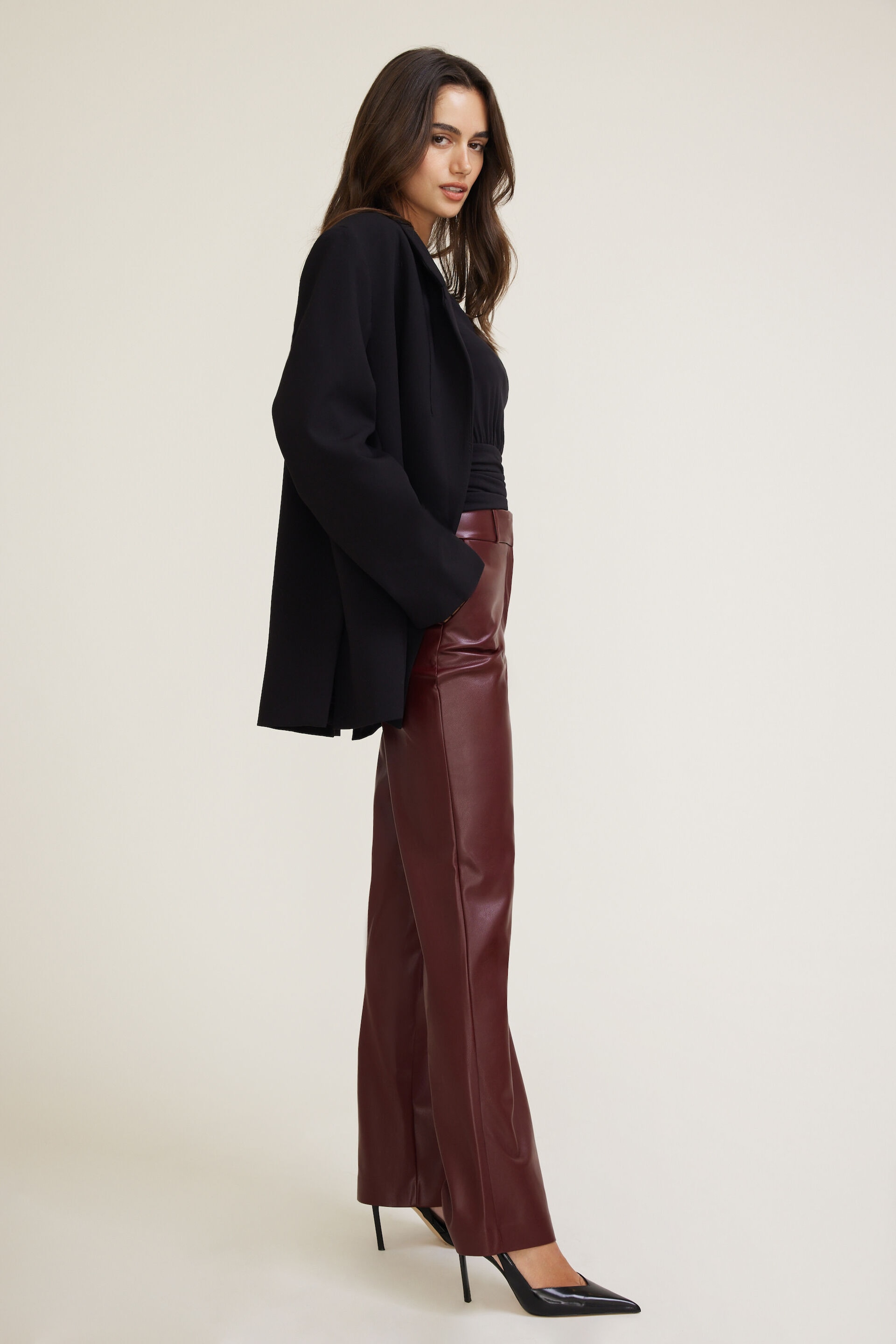 Camelia Straight Leg Faux Leather Pants