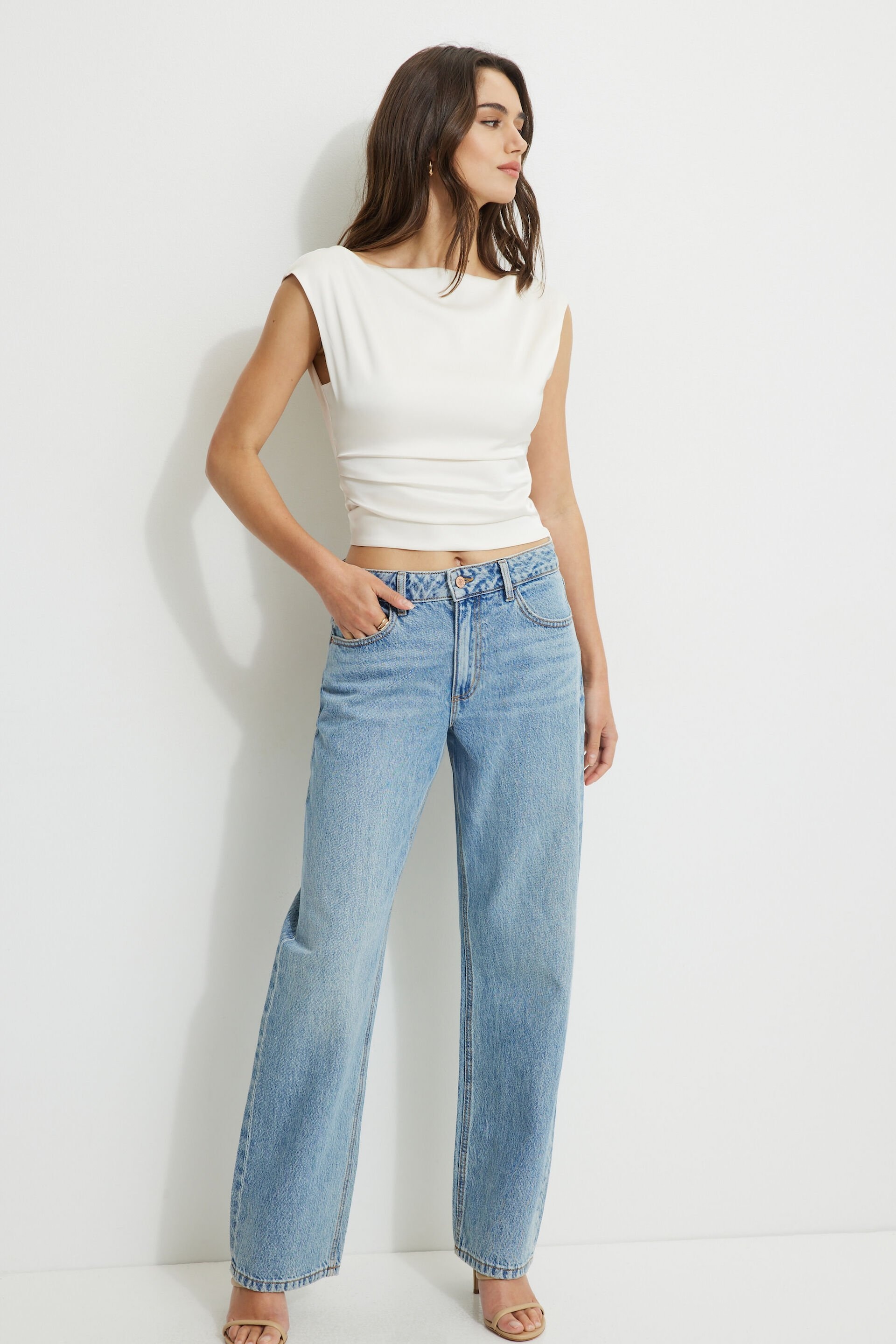 Haut drapé en satin