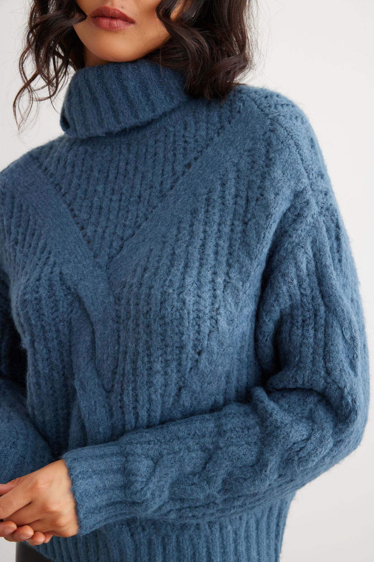 Dynamite Cable Knit Turtleneck Sweater. 3