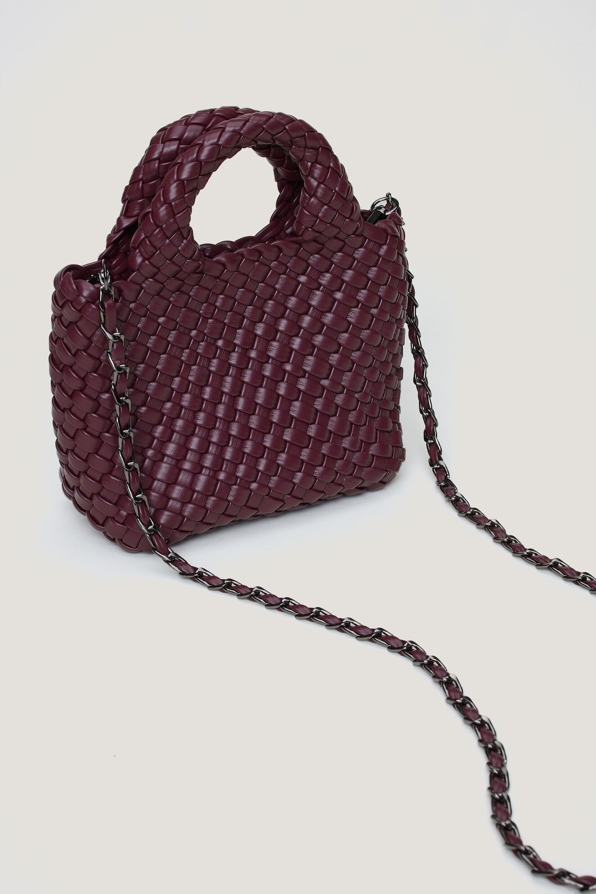 Mini Woven Faux Leather Tote