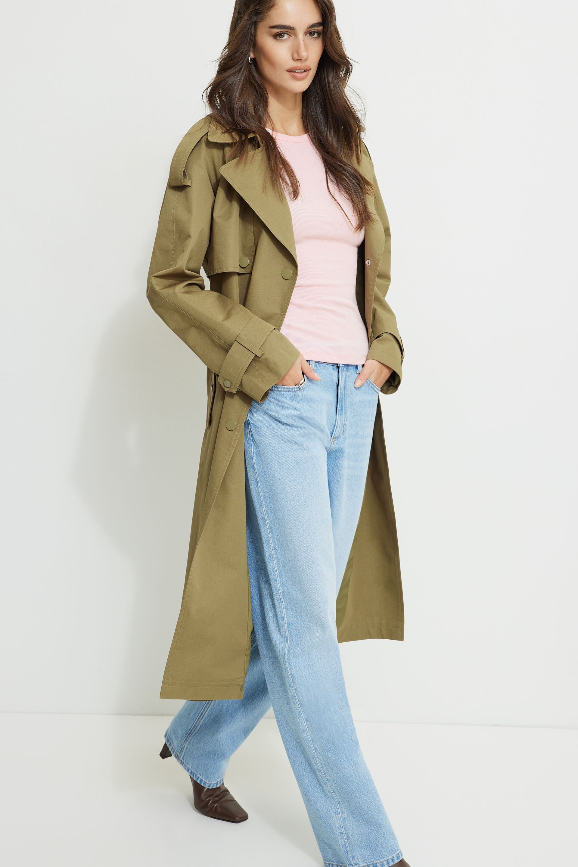 Olive Ribbed Crewneck T Shirt