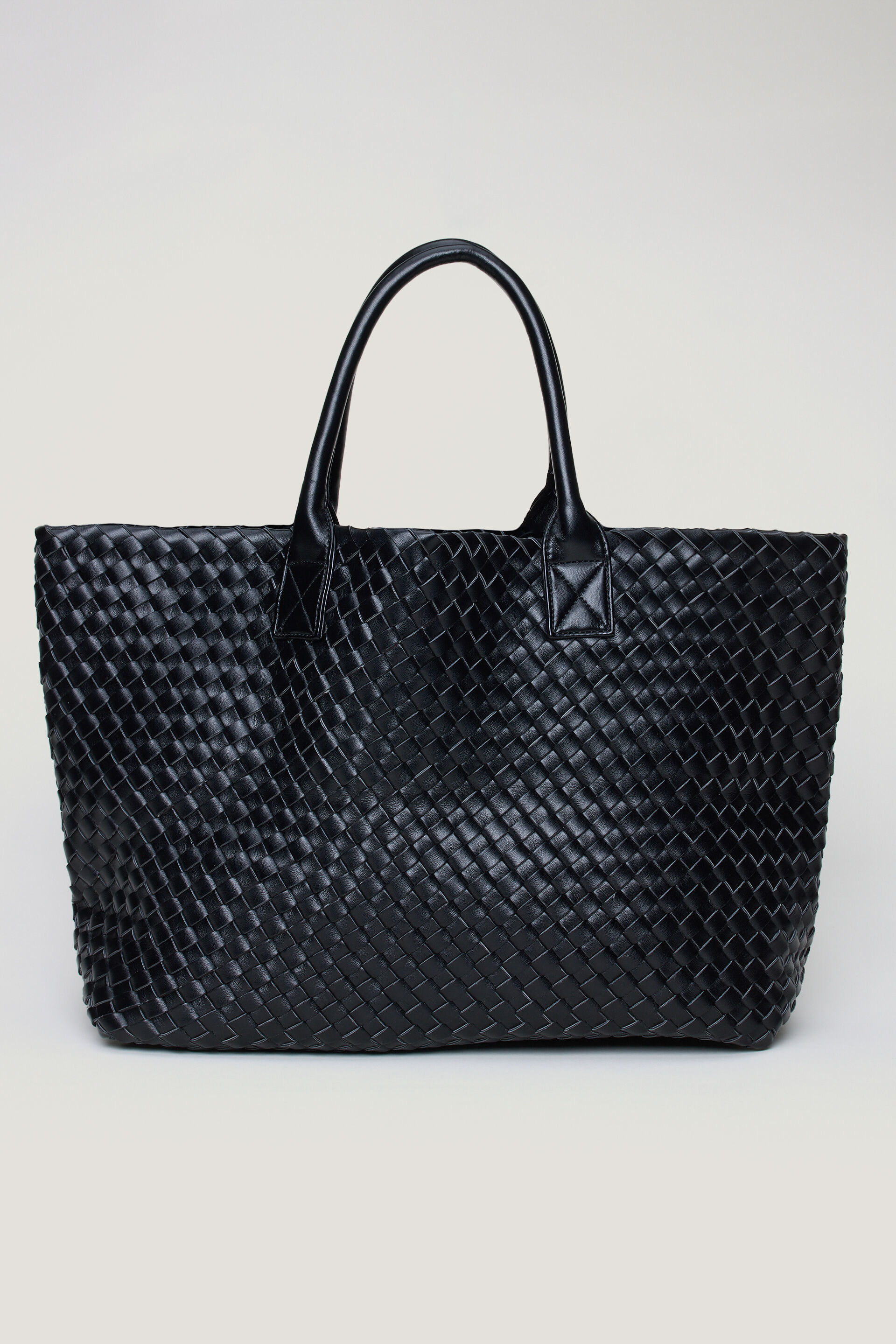 Oversized Woven Faux Leather Tote
